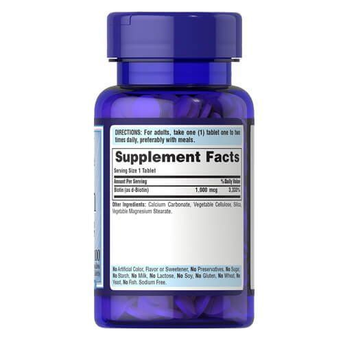 Puritan's Pride Biotin 1,000 mcg 100 tab 7961 фото